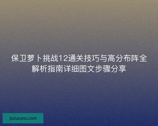 保卫萝卜挑战12通关技巧与高分布阵全解析指南详细图文步骤分享
