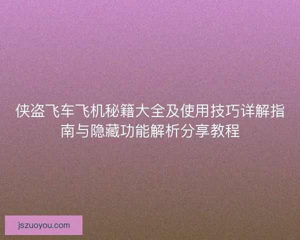 侠盗飞车飞机秘籍大全及使用技巧详解指南与隐藏功能解析分享教程